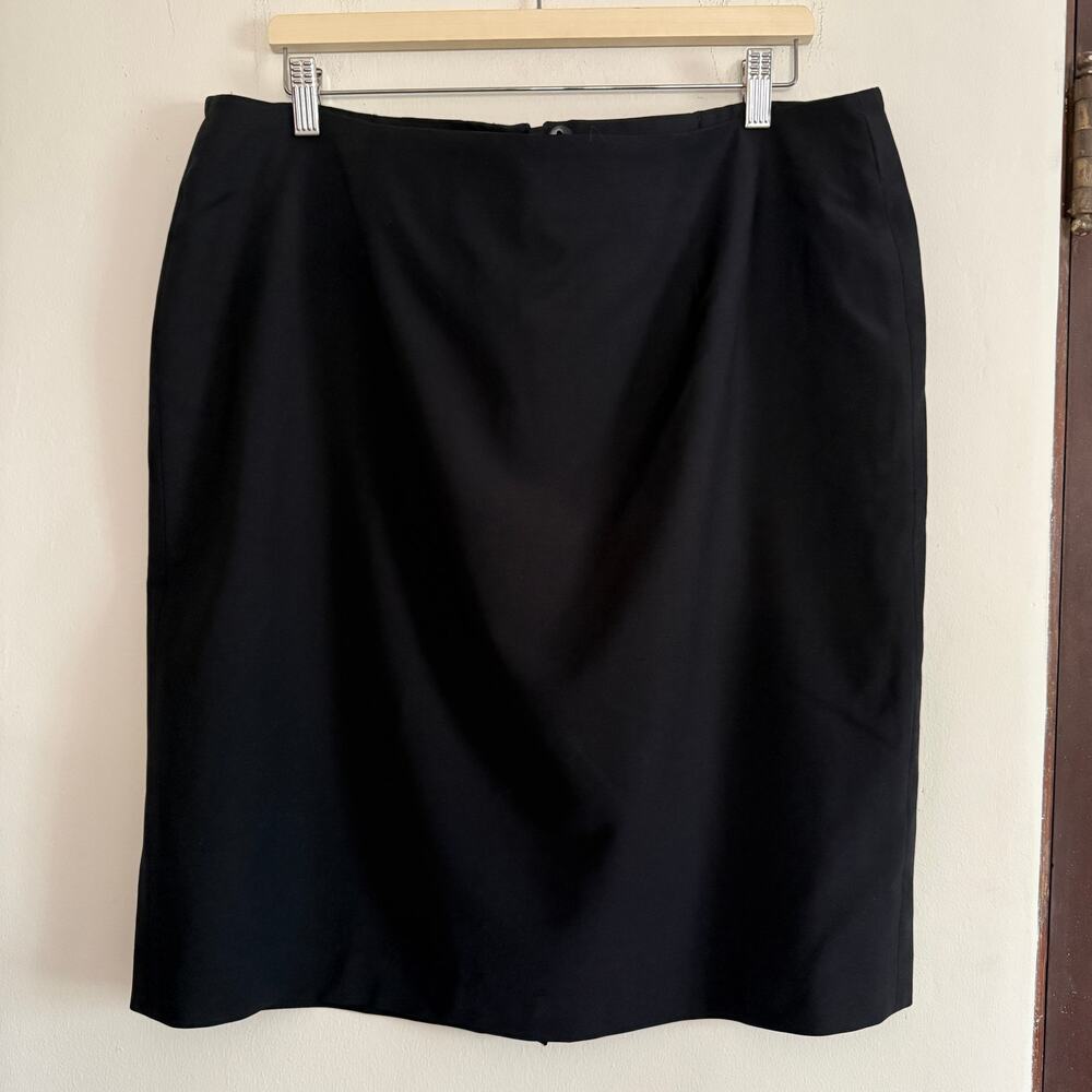 Talbots Black  Stretch Wool Blend Pencil Skirt Suiting Skirt | Size 14W